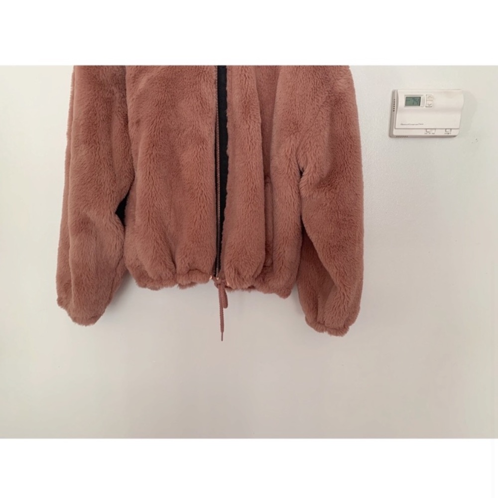 Lucky Brand Faux Fur Hooded Bomber Jacket Coat Size XL - Picture 3 of 11